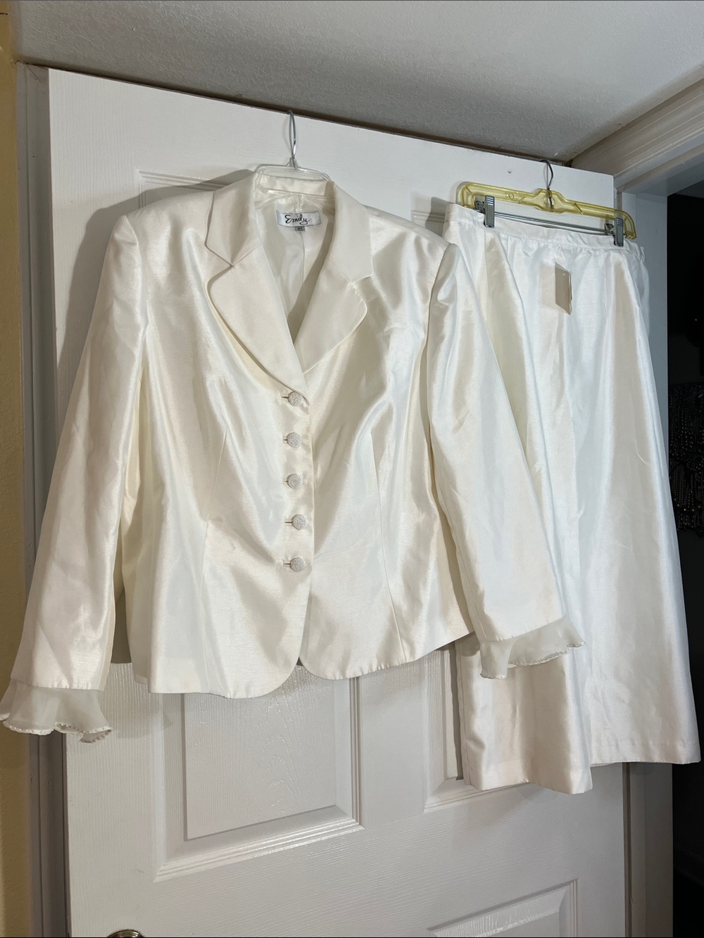 Ivory Satin Women's Skirt Suit by Zandra
